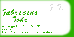 fabricius tohr business card